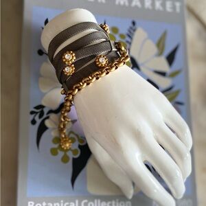 Vintage Estate Boho Hippie Daisy Crystal Chain Mesh Jewelry Cuff Belt